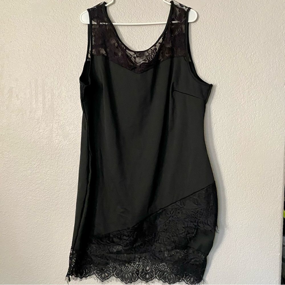 Fashion Collection 5XL Black Bodycon Mini dress with lace top and bottom NWOT